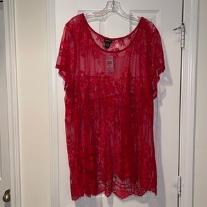 Torrid Red Sheer Lace Babydoll